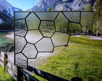Stained Glass Honeycomb Corner Suncatcher, Boho Window Decor, Rainbow Reflections