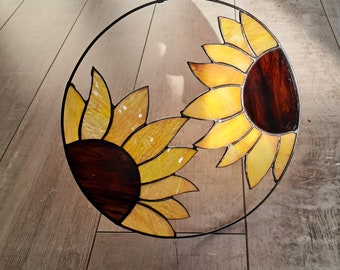 Acchiappasole in vetro colorato a forma di girasole, decorazione
