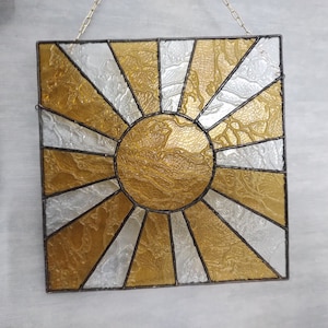 Sun. Square Panel. Unique Sun-shaped Art Glass Suncatcher With Sun ...