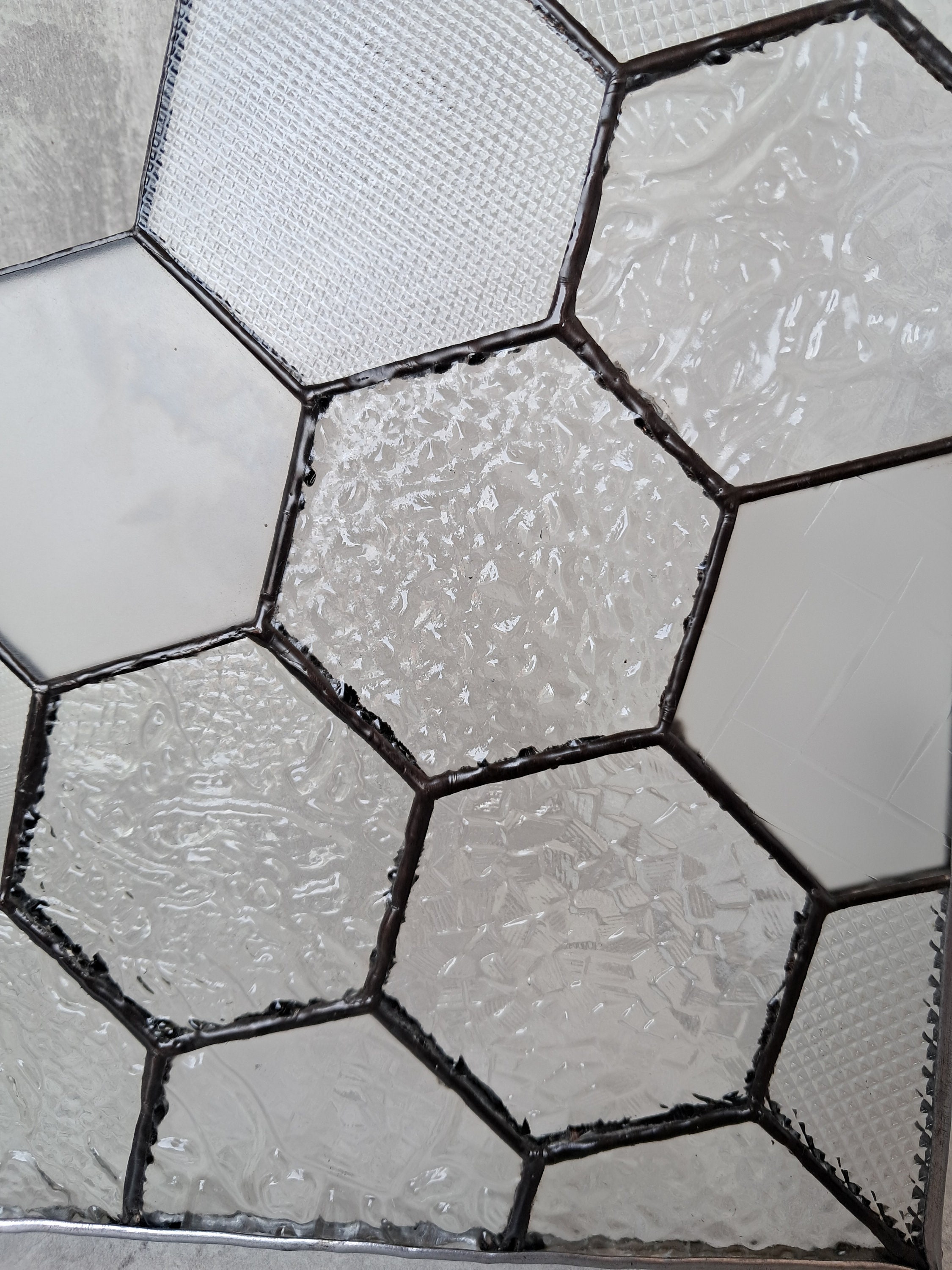 Stained Glass Honeycomb Suncatcher – Hexagon Window Hanging, Clear ...