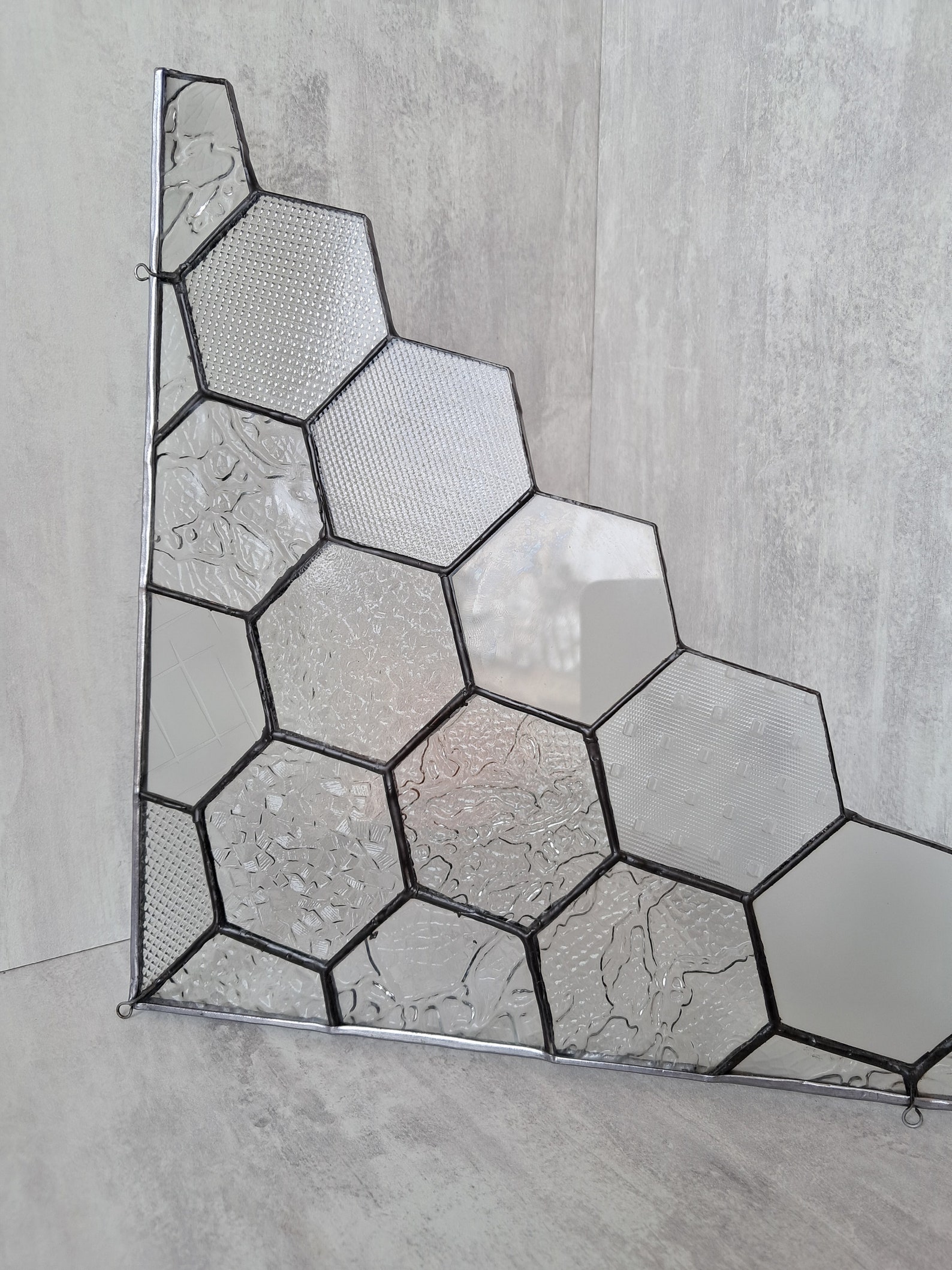 Stained Glass Honeycomb Suncatcher – Hexagon Window Hanging, Clear ...
