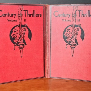 Vintage 1937 Volume 2 and 3 of the &quot;Century of Thrillers&quot; Red Hardcover Books Scary Short Stories Published by President Press