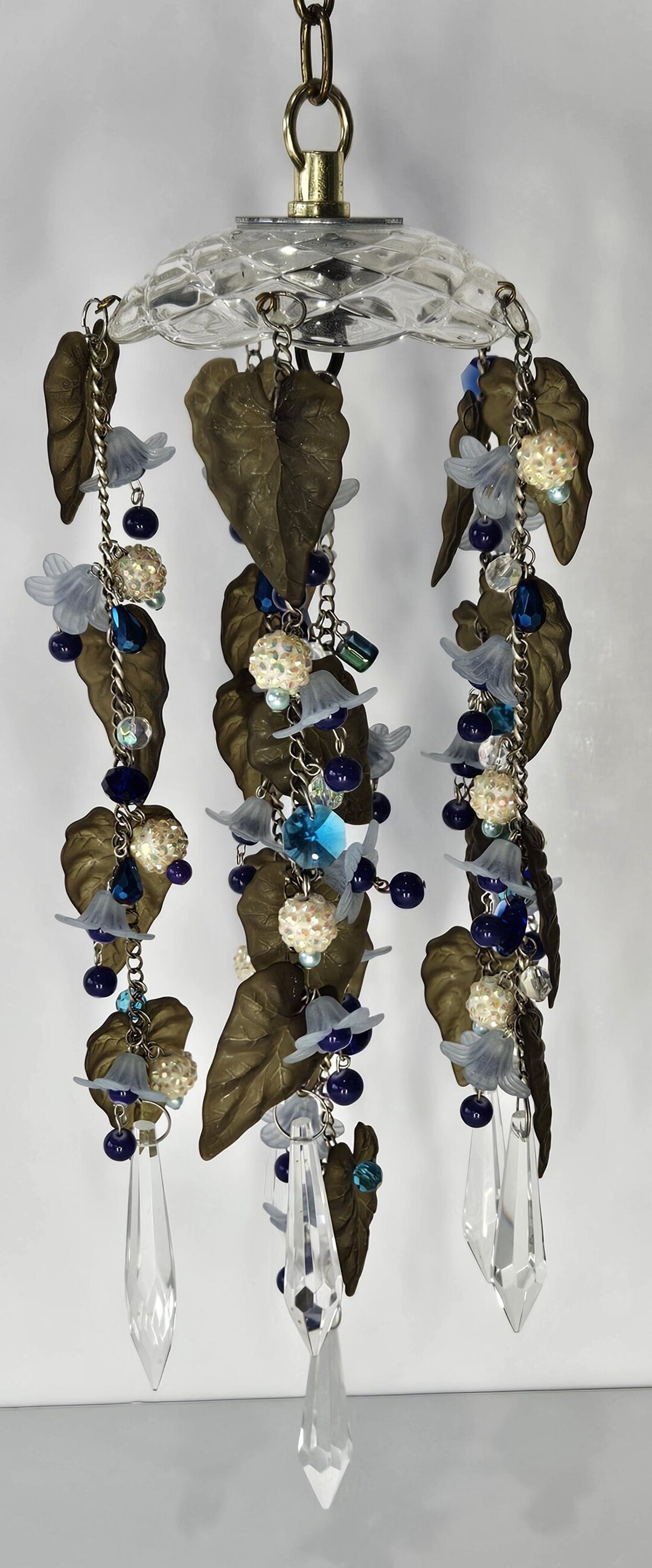 Vintage Handmade Crystal Suncatcher, Upcycled Glass Flowers and Beads ...