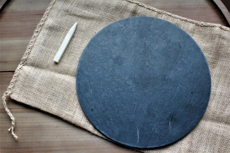 Slate Charcuterie Board with Burlap Storage Bag and Soapstone Chalk