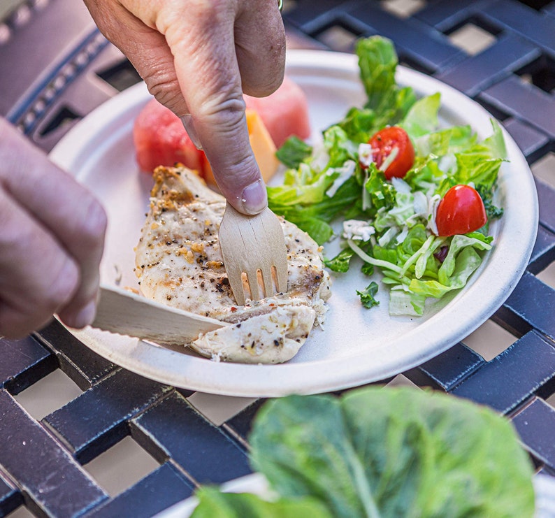 Disposable Wooden Forks, Spoons, Knives Set by Woodable Alternative to Plastic Cutlery FSC Certified Eco Biodegradable Replacements image 3