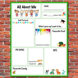 All About Me Worksheet | Instant Download
