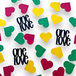 One Love Heart Confetti | Reggae Party Decorations | Rasta Party | Jamaican Birthday Decor