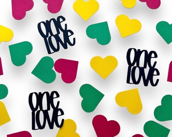 One Love Heart Confetti | Reggae Party Decorations | Rasta Party | Jamaican Birthday Decor