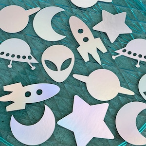 Outer Space Party Confetti | Galaxy Birthday Party Decor | Alien Confetti | Moon Confetti | Star Confetti