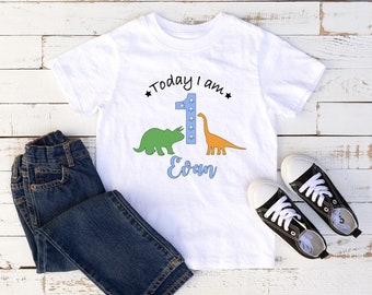 Dinosaur birthday t shirt personalised/Personalised kid's birthday t shirt/Today I am t shirt/Birthday age t shirt/Birthday gift