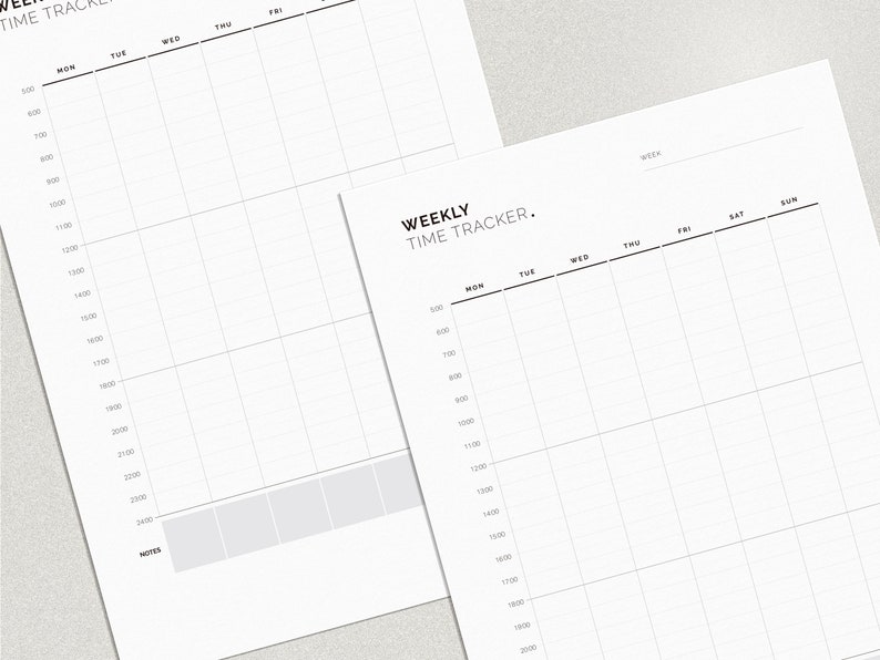 Weekly Time Tracker Printable Minimalist, Half Hour Time Tracking ...