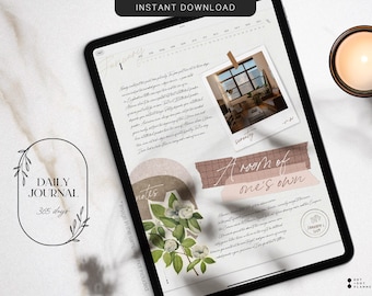 Aesthetic Digital Daily Journal – 365 Hyperlinked Pages, 4 Paper Styles, Bonus Stickers, Scrapbook Friendly, GoodNotes + Notability