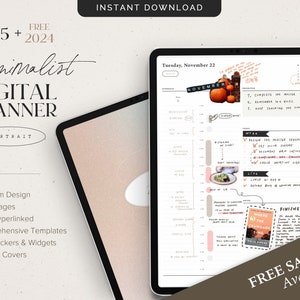 2025 Digital Planner – Hyperlinked Portrait Format, Customizable with Free Widgets & Stickers, GoodNotes + Notability Compatible