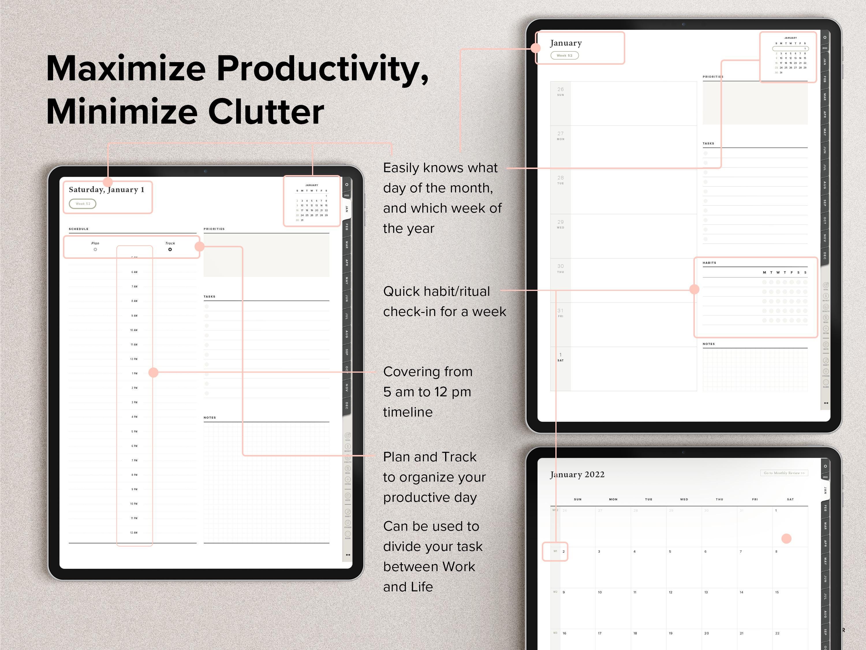 2026 Digital Planner – Hyperlinked Portrait Format, Customizable With ...