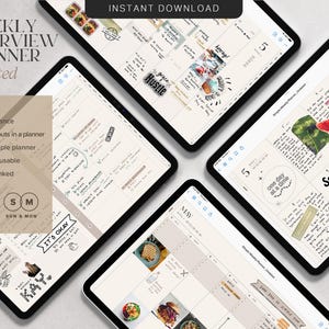 Undated Weekly Planner – 4 Linked Layouts in One, Use as Agenda, Journal, Checklist or Goal Tracker, GoodNotes + Notability Compatible