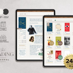 Digital Reading Journal – Track 240 Book Reviews, Series Tracker, Reading Challenges, Hyperlinked, GoodNotes + Notability Compatible