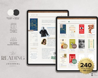 Digital Reading Journal – Track 240 Book Reviews, Series Tracker, Reading Challenges, Hyperlinked, GoodNotes + Notability Compatible