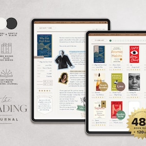 Digital Reading Journal – Track 480 Book Reviews, Series Tracker, Reading Challenges, Hyperlinked, GoodNotes + Notability Compatible