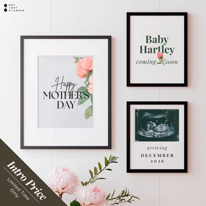 Modelo de Anúncio de Gravidez para o Dia das Mães | Canva Editável para Instagram ou Chat | Revelação Digital do Bebê para Compartilhamento nas Redes Sociais