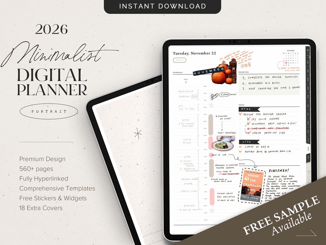 2026 Digital Planner – Hyperlinked Portrait Format, Customizable With ...