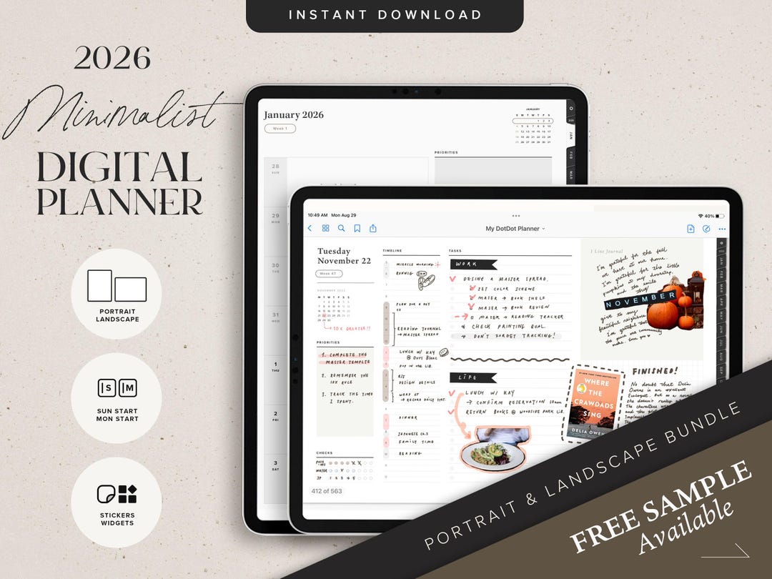 2026 Digital Planner iPad Bundle – Portrait + Landscape, Customizable ...