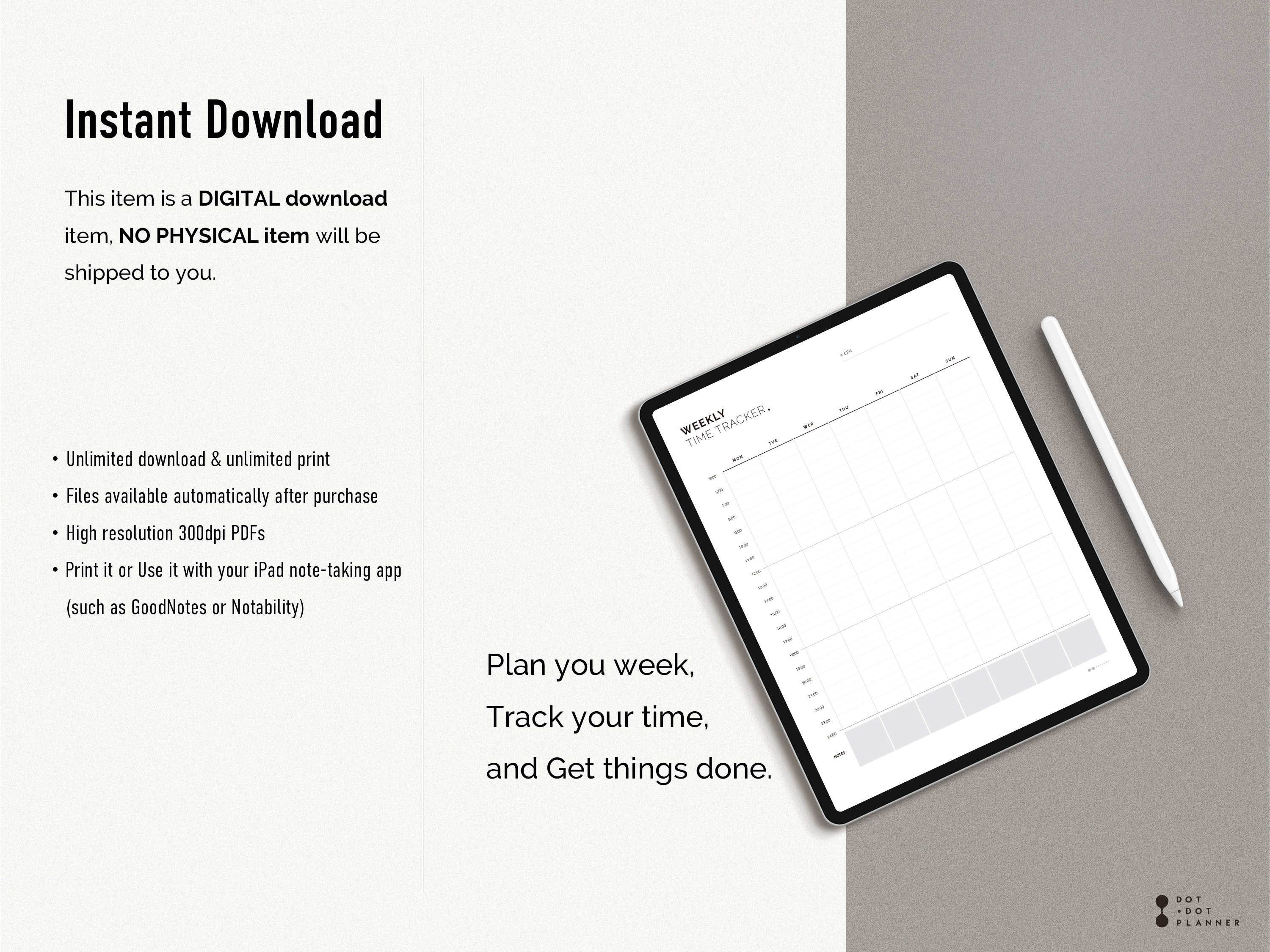 Hour Tracker Rintable Weekly Time Tracker Printable Minimalist, Half Hour Time Tracking ...