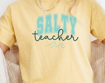 Salty Teacher T-shirt, Funny Summer Beach Comfort Colors Oversized Tee, Sarcastic Sassy Ocean Shirt for Her, Teacher Appreciation Gift
