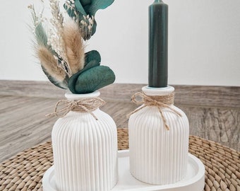 Trockenblumen Vase | Kerzenständer | Vase aus Gips | Raysin Dekoration | Scandi Style