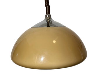 Mid Century XL moderne paddenstoel hanglamp / oranje / chroom / Cosack Leuchten / Space Age kunststof verlichting / Pull Down Space Age Braun