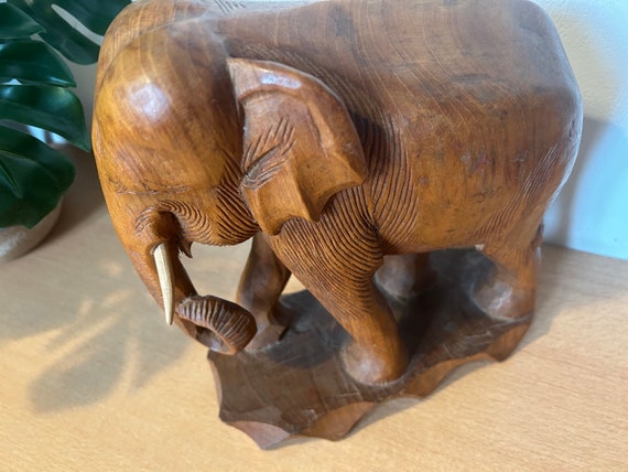 Sculpture artisanale bois massif teck - ELEPHANT –