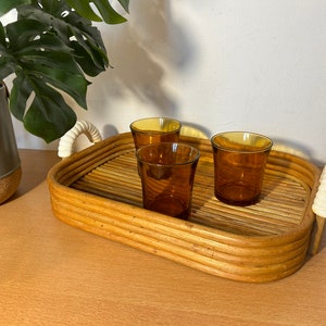 Vintage Rare Ceramic Holder’s and Rattan and Bamboo Trays / Vintage Serving Trays / Table Top Tray