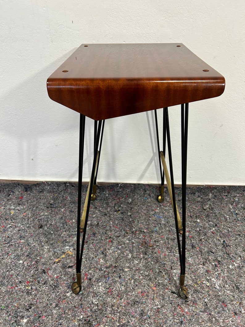 Table d'Appoint pour TV Carrello sur Roues, Italie Années 1940 Patinée Élégance Italie image 6