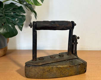 Early Victorian BOX IRON & SLUG for Pressing Clothes / 19th century Laundry Appliance / Downton Abbey Housekeeping / Antique Shop Display