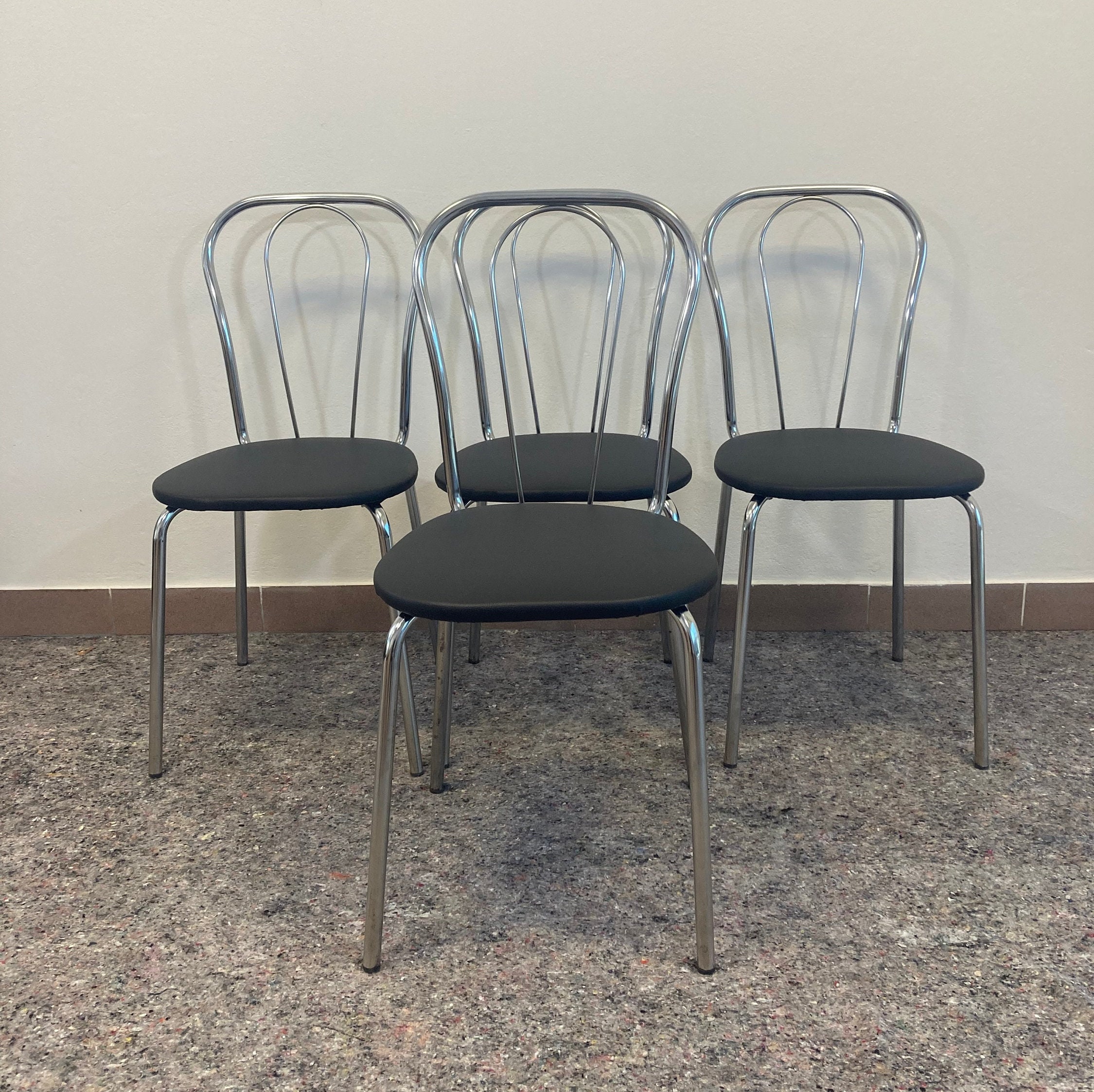 Set of 4 Thonet Style Chromed Bistro Vintage Chairs Vintage