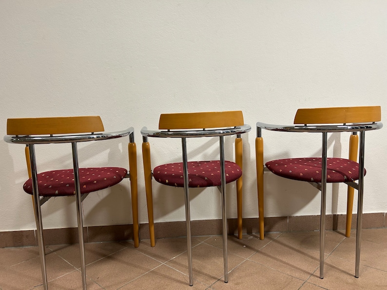 1 von 2 Vintage Effezeta Italienische Stühle / vintage Möbel / Pop Art Stühle / Mid Century Modern / Retro Esszimmerstühle / 80er Jahre Bild 3