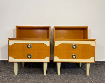 Set of 2 Vintage Bedside Tables/ Mid Century/ Nightstand Storage/ Retro Night Table/ Storage Table/ Wooden Nightstand/ Yugoslavia/ 70s