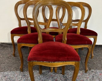 1 de 5 sillas de comedor italianas vintage, talladas a mano, muebles de estilo art Nouveau / muebles vintage / sillas antiguas / muebles antiguos