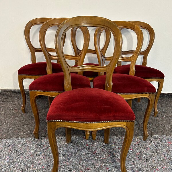 1 sur 5 chaises de salle à manger italiennes vintage, sculptées à la main, meubles de style art nouveau / meubles vintage / chaises anciennes / meubles anciens