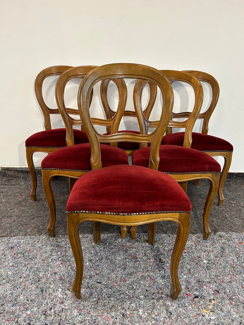 1 sur 5 chaises de salle à manger italiennes vintage, sculptées à la main, meubles de style art nouveau / meubles vintage / chaises anciennes / meubles anciens image 1