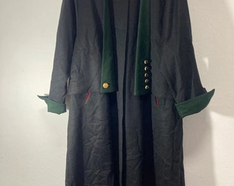 manteau vintage en laine loden, manteau Trachten Dirndl noir anthracite des années 80 et 90 avec bordures vertes / manteau Admont / vêtements autrichiens