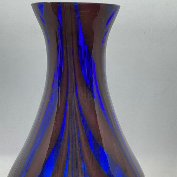 Vintage Fratelli Toso Murano Style Vase/Vintage vase/blue red vase/ glass vase/ Murano glass blue vase/ colored glass/ vintage blue glass