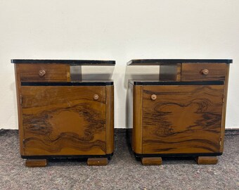 Art Deco Style Bedside Big Tables in Mahogany, 40s , vintage nightstands, vintage home decor , retro furniture, vintage furniture, bedroom