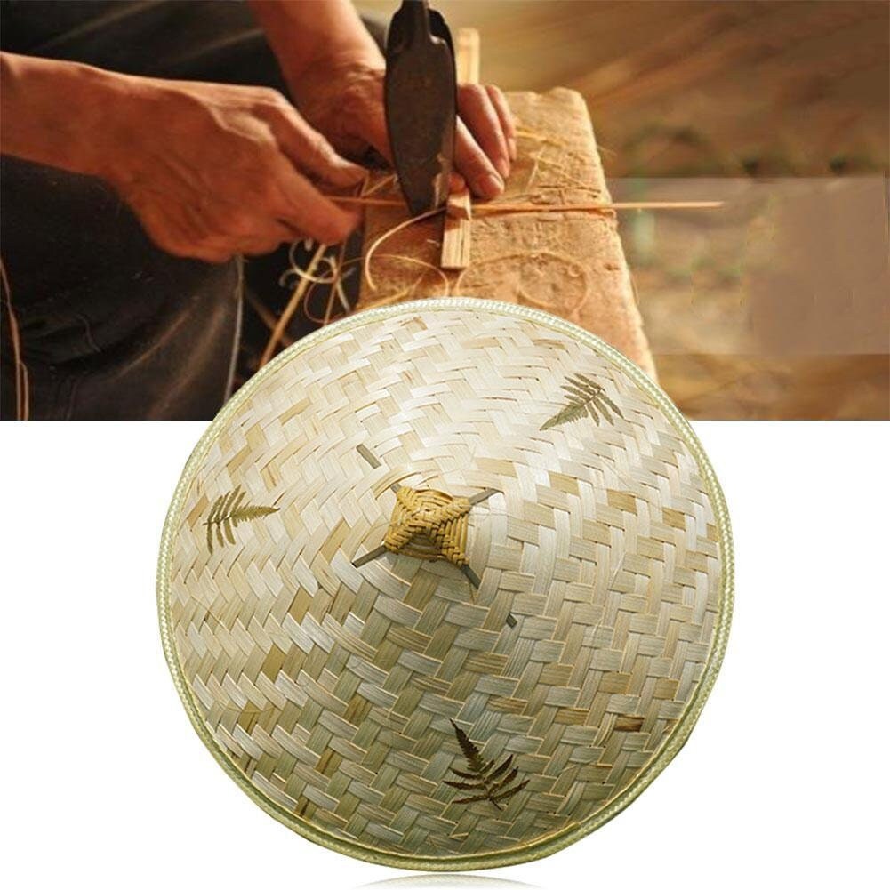 Vintage Style Bamboo Rattan Fisherman Hat Handmade Weave Straw