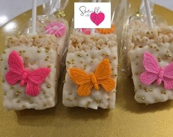 1 doz = flower or butterfly theme rice krispie treats (12 treats)