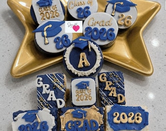 2 doz = Graduation krispie treats and oreos (24 treats) blue, black or customize colors