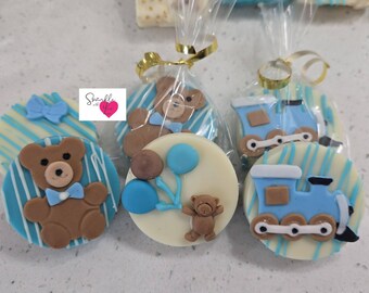 1 doz = Teddy bear and trains Baby shower treats. Choose from oreos or Rice Krispy treats