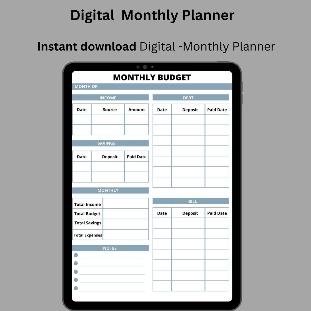 Monthly Budget Printable Money Organization Monthly Planner Instant ...