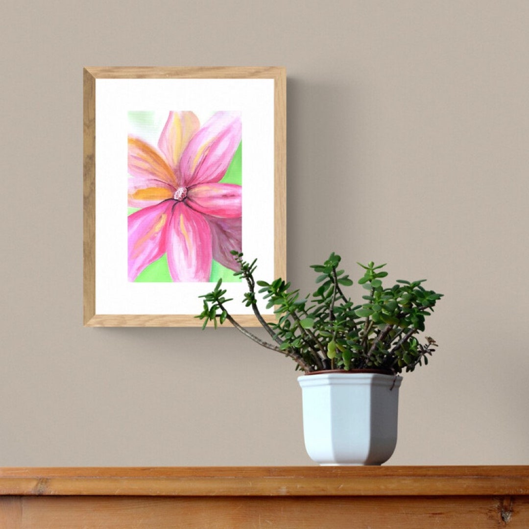Original Watercolour Flower Painting: Pink Floral Wall Art (18.5x27cm ...