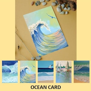 Tarjeta de felicitación A6 10 x 15 cm (4 x 6 in) - olas del océano, playa, vela, olas, agua azul - interior en blanco - Regalos únicos y originales