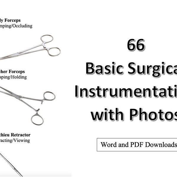 Basic Surgical Instrumentation Guide and Worksheet | Surgical Technologist and Sterile Processing Technician Study Guide | Instruments Tech